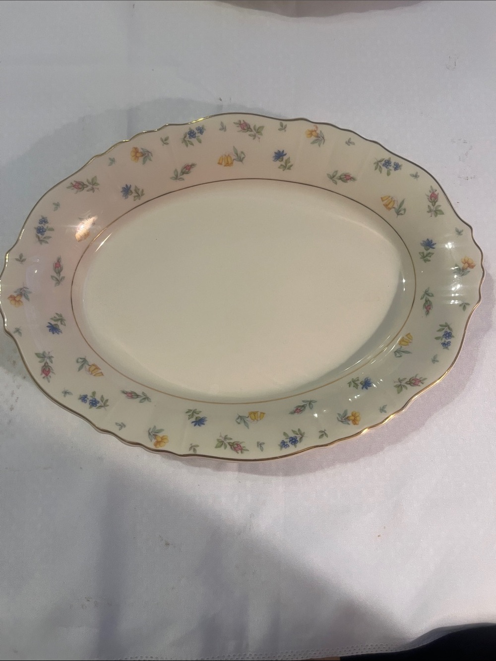 Vintage Syracuse China Porcelain Oval Platter 12” Inch Federal Shape Gold trim